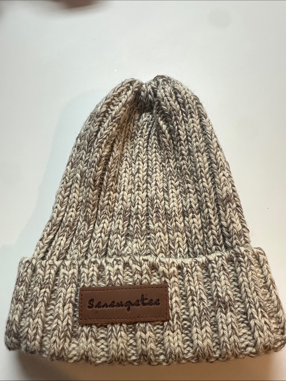 Knit Beanie Hat - Beige